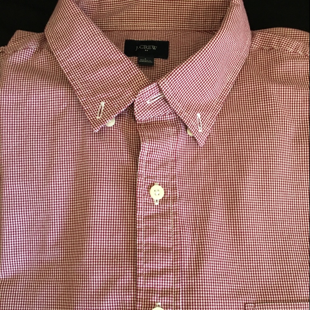 J Crew Checker Long Sleeve Red White